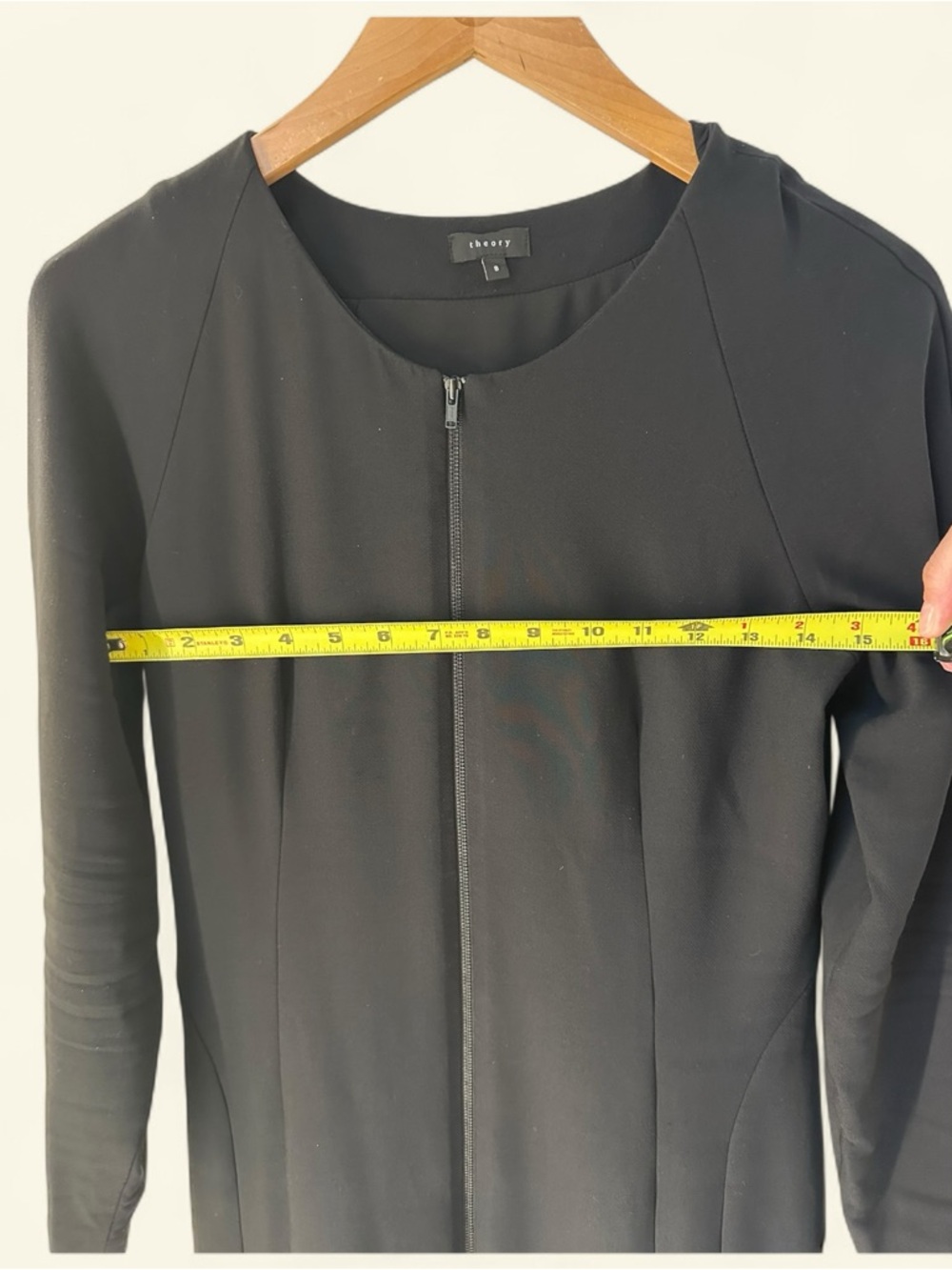 Theory Black Long-Sleeve Front-Zip Shift Dress - Picture 5 of 6